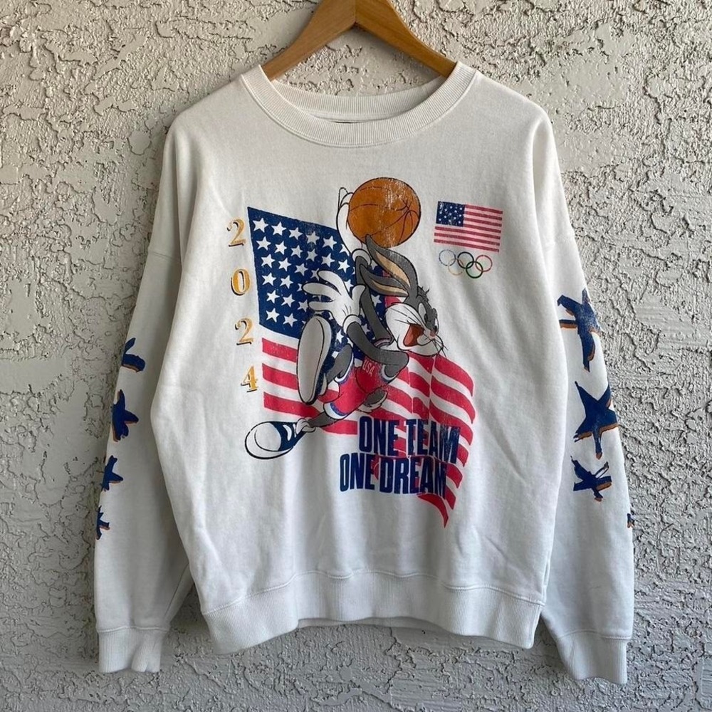 Vintage Looney Tunes Olympic Bugs Bunny Basketball Crewneck Size M